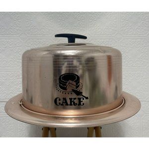 Vintage West Bend Copper Cake Carrier Aluminum Locking Cover 1950's Humidity